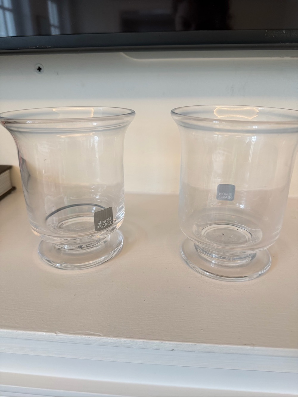 Simon Pearce Clear Glass Hurricane Vases - Pair